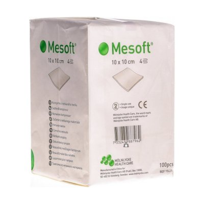 Mesoft nesterilní komprese 10x10cm 100ks