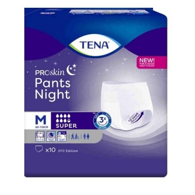 TENA PANTS NIGHT SUPER MEDIUM KALHOTKY ABSORPČNÍ NATAHOVACÍ,BOKY 80-110CM,2010ML