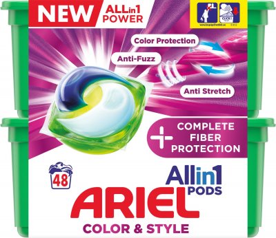 Ariel gelové kapsle All in 1 Color Complete Fiber Protection 48ks