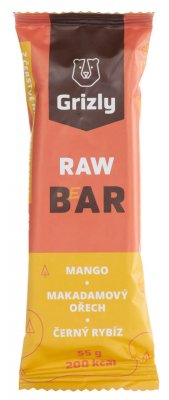 GRIZLY RAW Bar mango-makadam-černý rybíz 55g