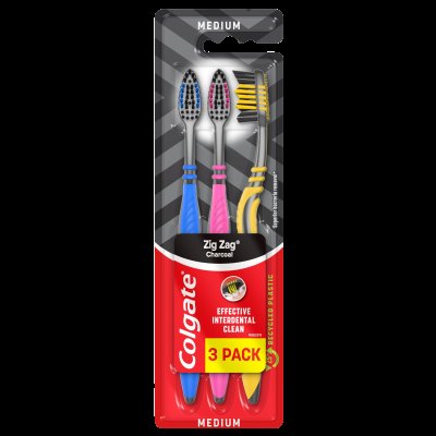 Colgate Zubní kartáček Zig Zag Charcoal 3ks