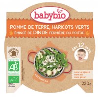 BABYBIO brambory a fazolky s krůtími plátky 230g
