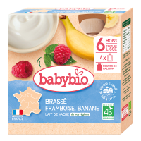 BABYBIO mléčný dezert malina banán 4x85g