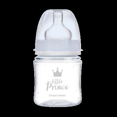 Canpol babies Lahev se širokým hrdlem ROYAL BABY 120ml modrá