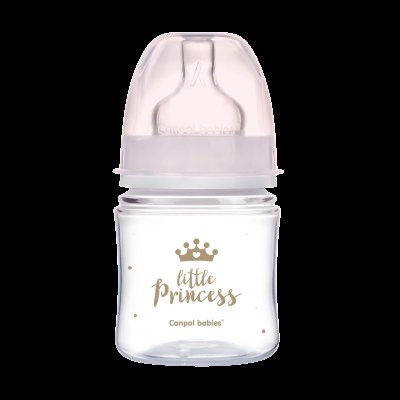Canpol babies Lahev se širokým hrdlem ROYAL BABY 120ml růžová