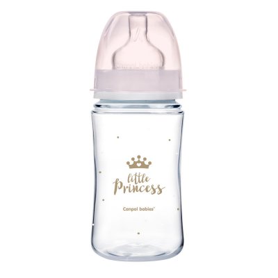 Canpol babies Lahev se širokým hrdlem ROYAL BABY 240ml růžová