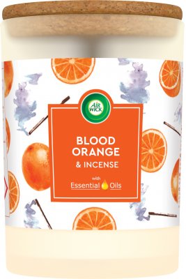 Air Wick Essential Oils svíčka Pomeranč & Vonná tyčinka 185g