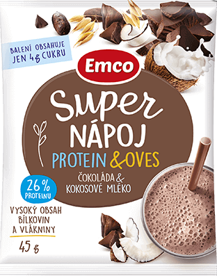 Emco Super nápoj protein a oves Čokoláda a kokosové mléko 45g