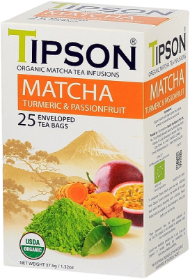 TIPSON BIO Matcha Turmeric & Passion Fruit přebal 25x1,5g