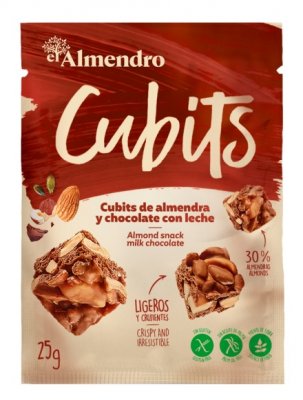 Almendro Cubits mandlové kostky s mléčnou čokoládou 25g