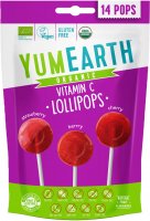 YumEarth BIO Ovocná lízátka s vitamínem C - s příchutí jahody, třešně a lesních plodů 14 ks