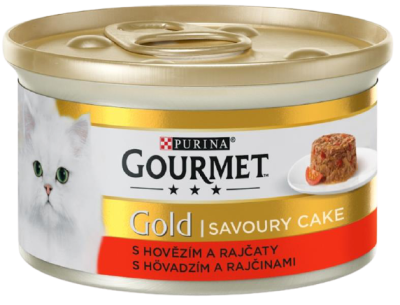 Gourmet Gold konzerva pro kočky - Savoury Cake hovězí, rajče 85g