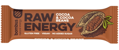 Bombus, tyčinka RAW energy, cocoa&cocoa beans, 50 g
