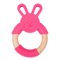 Bo Jungle Kousátko B-TEETHER ANIMAL WOOD Pink Rabbit