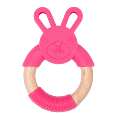 Bo Jungle Kousátko B-TEETHER ANIMAL WOOD Pink Rabbit