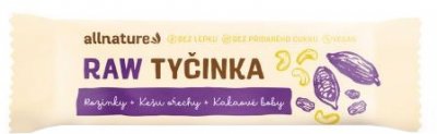 Allnature Bezlepková ovocná tyčinka rozinky, kešu, kakaové boby 20x45g