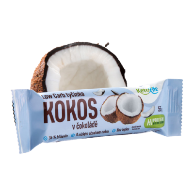 KetoLife Low Carb tyčinka - Kokos v čokoládě