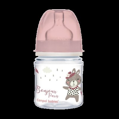 Canpol babies Lahev se širokým hrdlem Bonjour Paris 120ml růžová