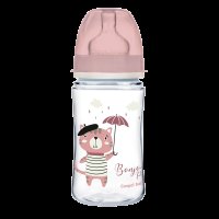 Canpol babies Lahev se širokým hrdlem Bonjour Paris 240ml růžová