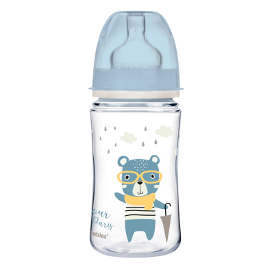 Canpol babies Lahev se širokým hrdlem Bonjour Paris 240ml modrá