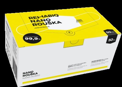 České jednorázové nano roušky Rehabiq s účinností 12 hodin, 50 ks