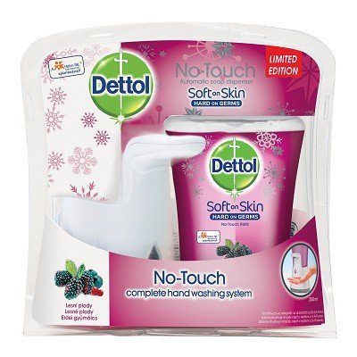 Dettol Bezdotykový dávkovač mýdla Strojek + náplň Lesní plody 250ml