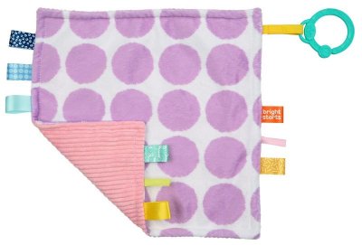 Bright Starts Dečka mazlící na C kroužku Little Taggies fialové tečky 0m+