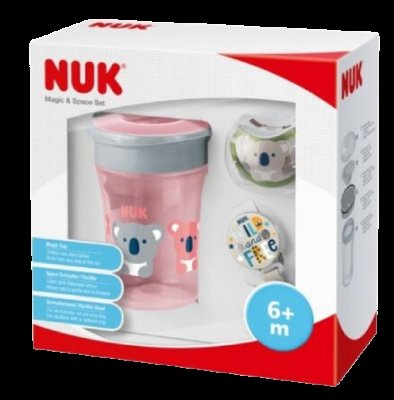 Nuk Set Magic Cup Space pro holky,růžový 6m+