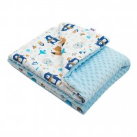 New Baby Dětská deka z Minky s výplní Medvídci modrá, 80 x 102 cm