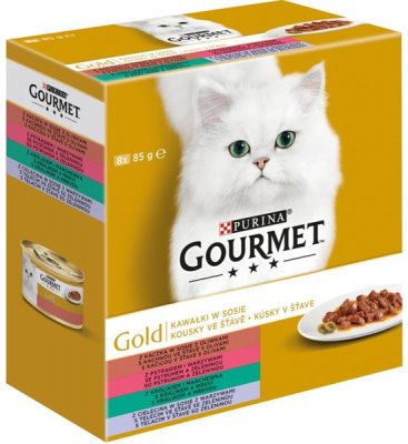 Gourmet Gold konzerva pro kočky - Kousky se zeleninou Multipack 7 + 1 ks x 85g 8 x 85 g