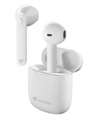 CellularLine True wireless sluchátka Aries s dobíjecím pouzdrem - Bílá