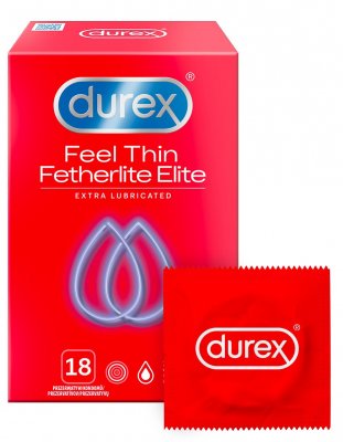 Durex Feel Thin Extra Lubricated Kondomy 18 ks
