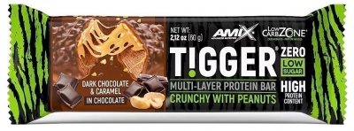 Amix TIGGER Zero bar Tmavá čokoláda-karamel 60g