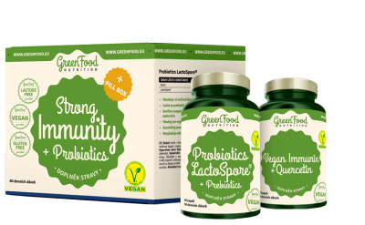 GreenFood Nutrition Strong Immunity & Probiotics + Pillbox 2 x 60 kapslí