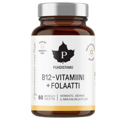 Puhdistamo Vitamin B12 Folate, Malina 60 pastilek