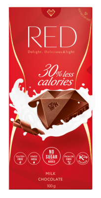 Red Výborná mléčná čokoláda se sníženým obsahem kalorií bez přidaného cukru 100g