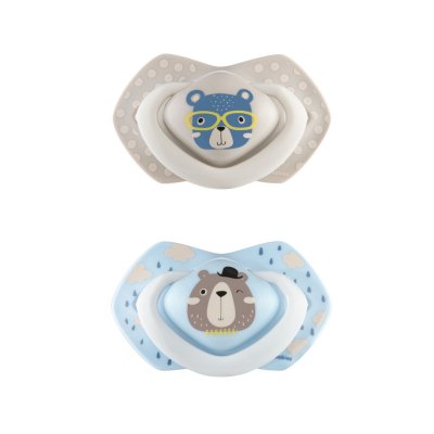 Canpol babies Set symetrických silikonových dudlíků 0-6m Bonjour Paris modrý