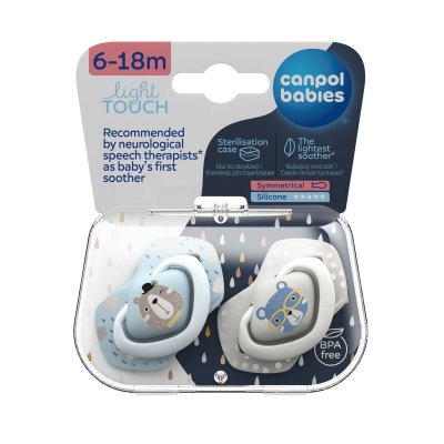 Canpol babies Set symetrických silikonových dudlíků 6-18m Bonjour Paris modrý