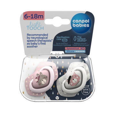 Canpol babies Set symetrických silikonových dudlíků 6-18m Bonjour Paris růžový