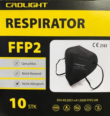 CRDLight Respirátor FFP2 černý 10ks