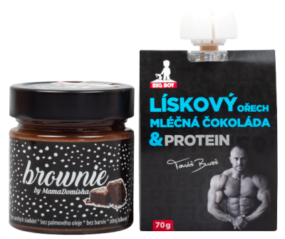 Big Boy Brownie @mamadomisha 250g + Lískoořechový krém s mléčnou čokoládou a proteinem 70g