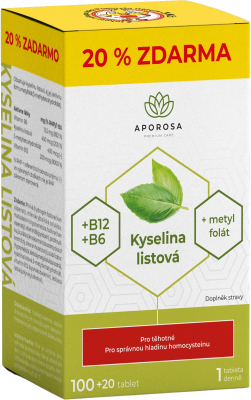 Aporosa Kyselina listová +B12, +B6, 120 tablet