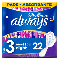Always Platinum Night (Velikost 3) Hygienické Vložky S Křidélky 22ks