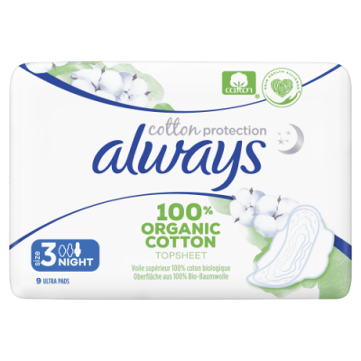 Always Cotton Protection Ultra Night (Velikost 3) Vložky S Křidélky 9ks