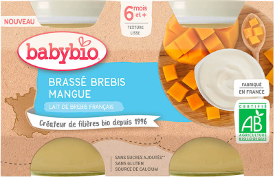 Babybio Brassé z ovčího mléka mango 2x130g