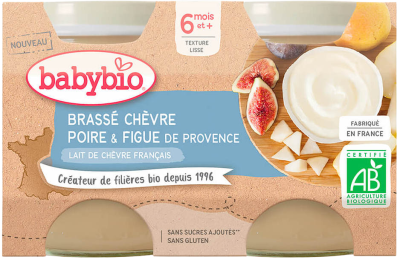 Babybio Brassé z kozího mléka hruška fík 2x130g