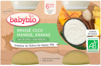 Babybio Brassé z kokosového mléka mango ananas 2x130g Babybio Brassé z kokosového mléka mango ananas 2x130g