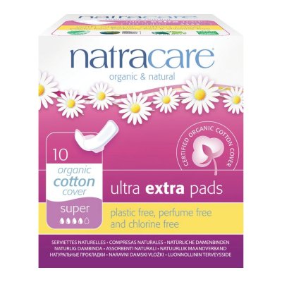 NATRACARE Menstruační vložky Ultra Extra SUPER s křidélky 10ks