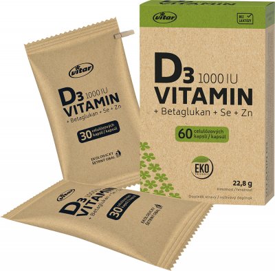 Vitar Vitamin D3 1000IU+betaglukan EKO 60 kapslí