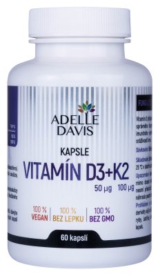 Adelle Davis Vitamín D3 + K2 60 kapslí